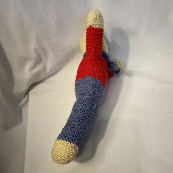 Estate Sale Find Vintage 14" Crocheted Stuffed Animal Red White Blue with Scarf - Picture 4 of 12
